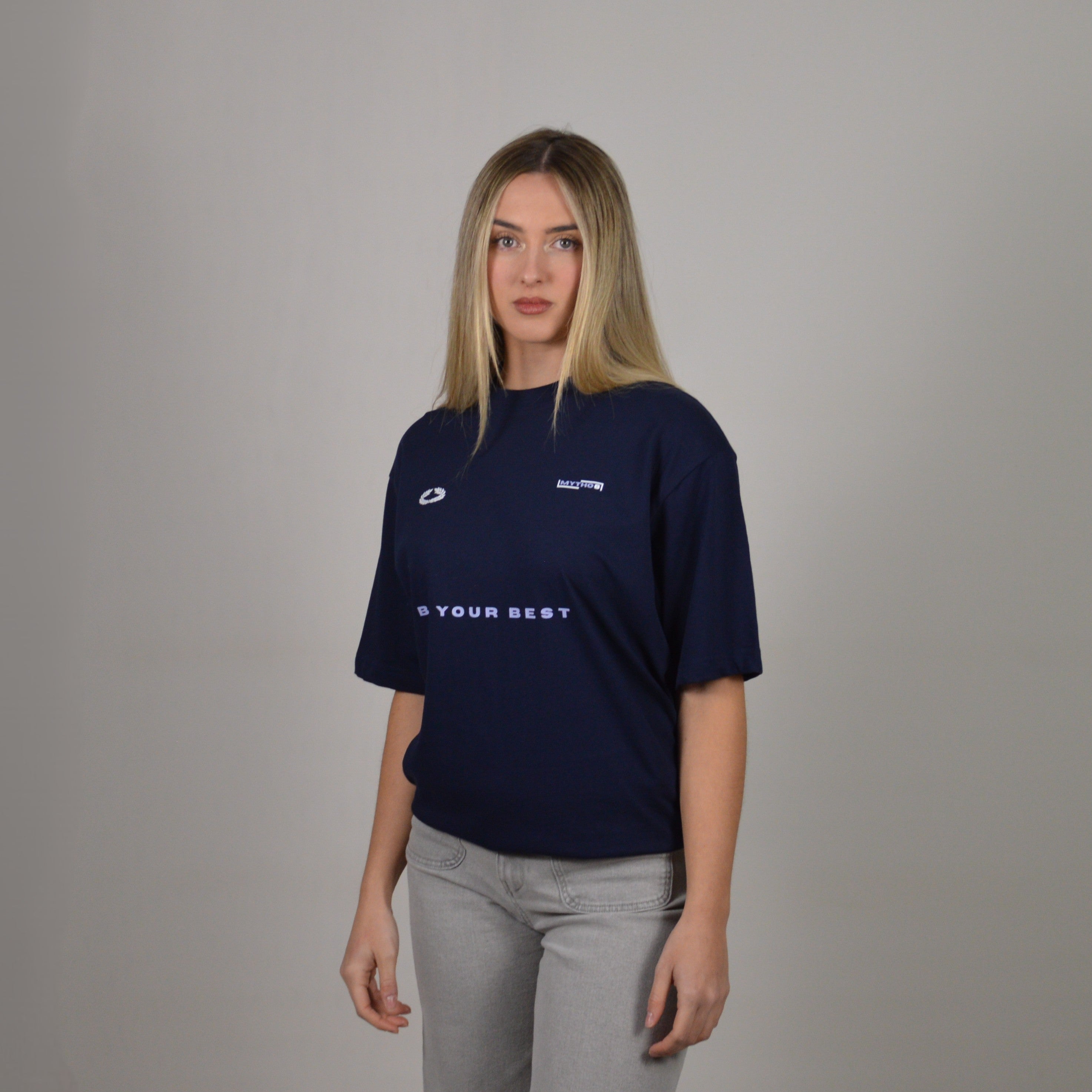 FAKE IT CROPPED TEE M.BLUE/WHITE