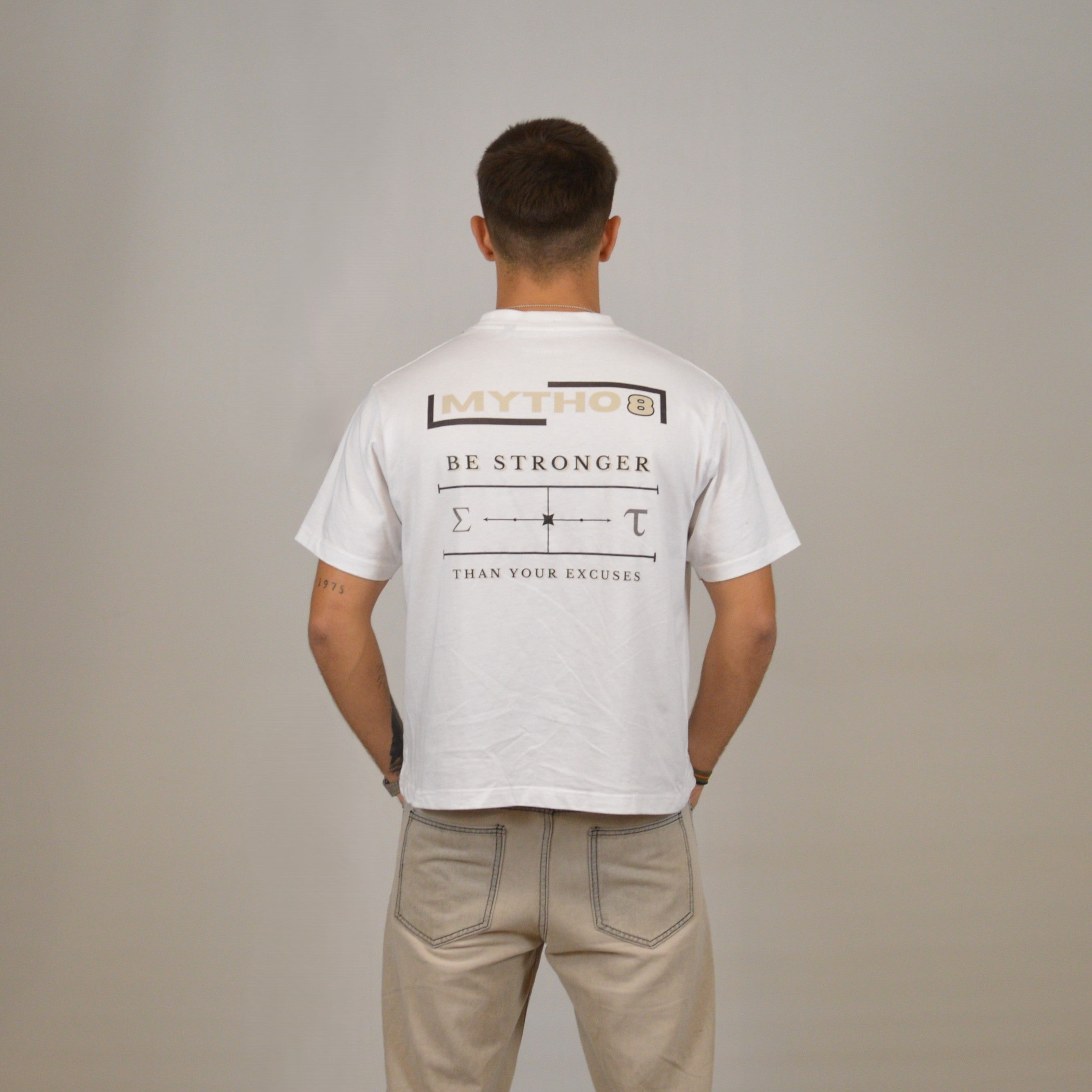 BE STRONGER CROPPED TEE WHITE/BROWN