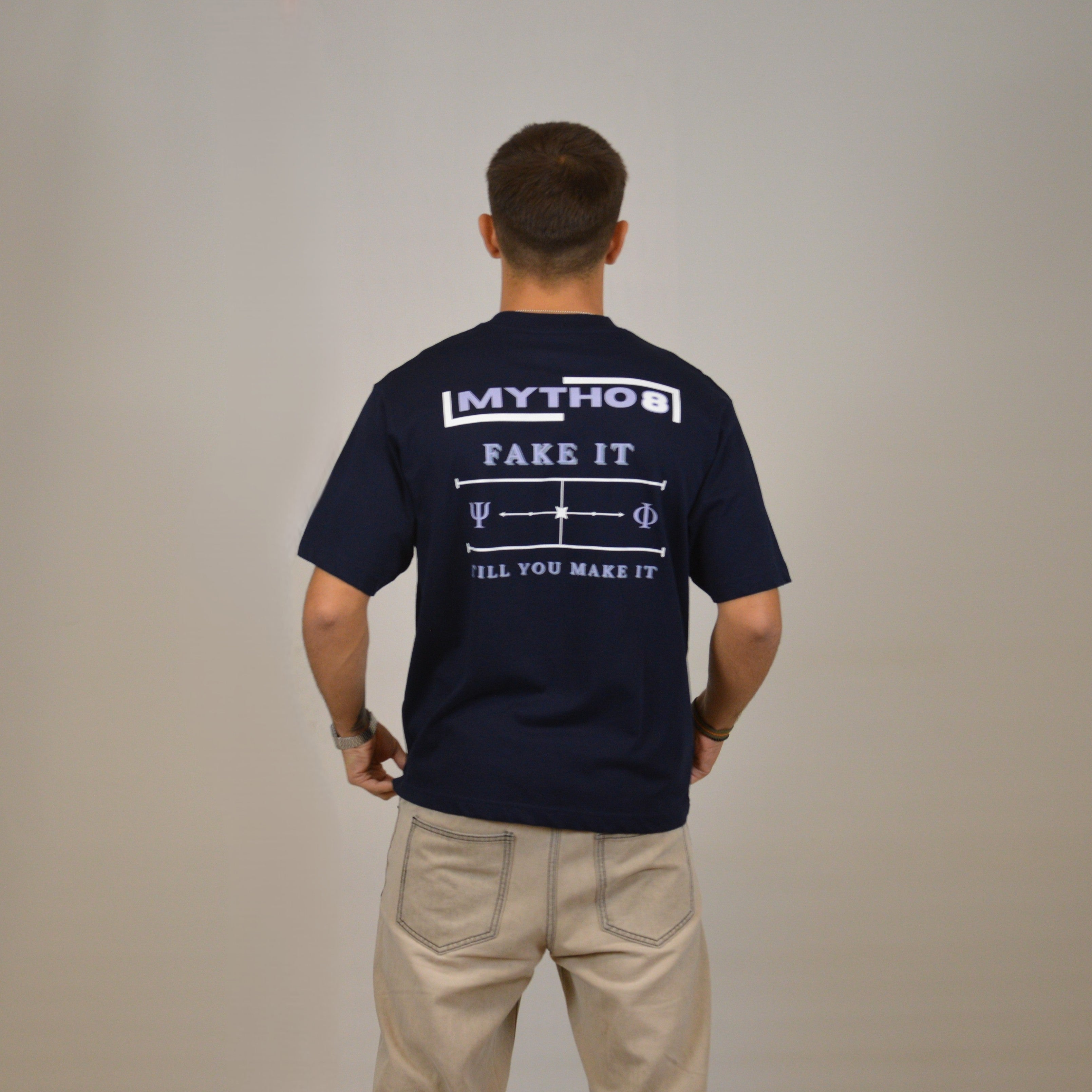 FAKE IT CROPPED TEE M.BLUE/WHITE