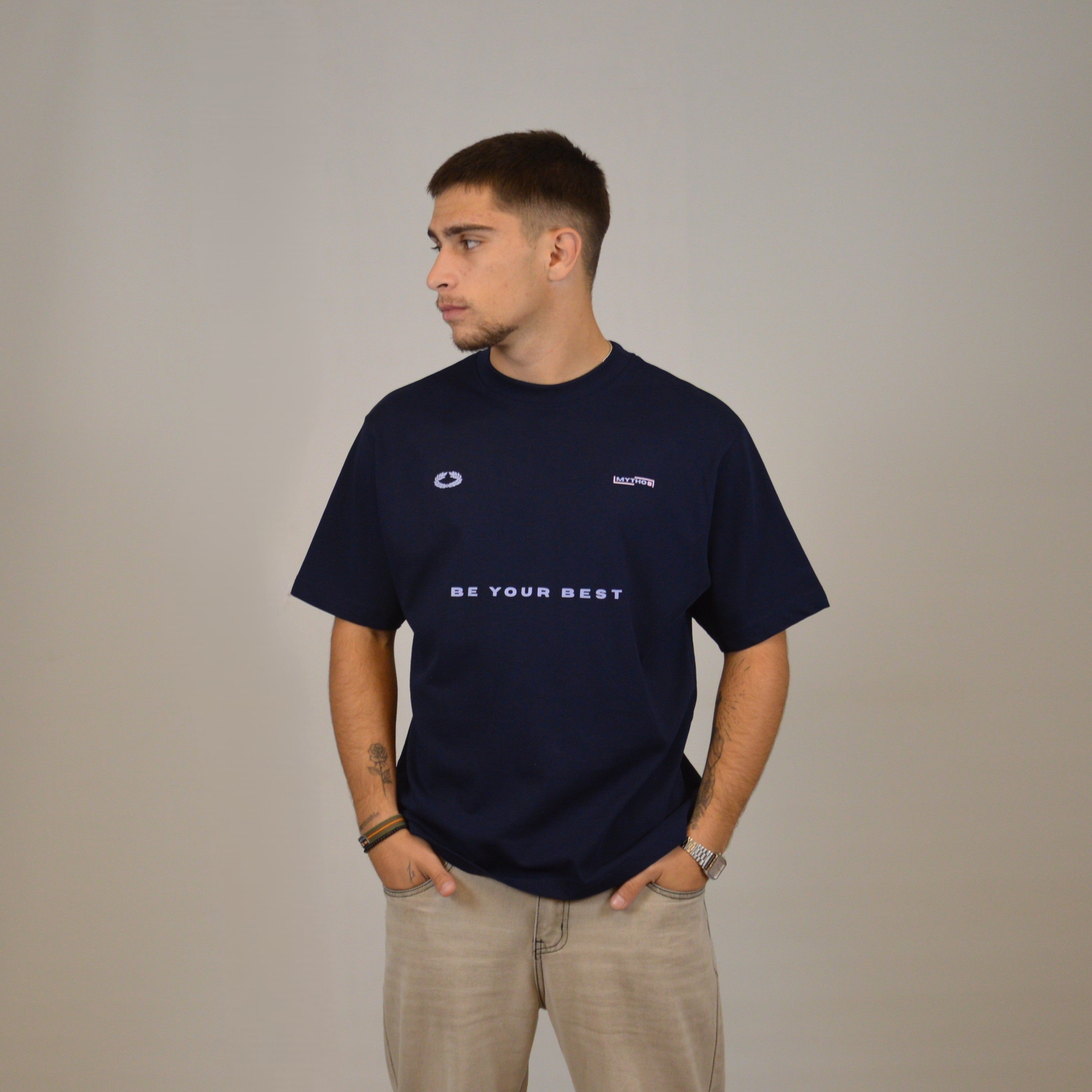 FAKE IT CROPPED TEE M.BLUE/PURPLE