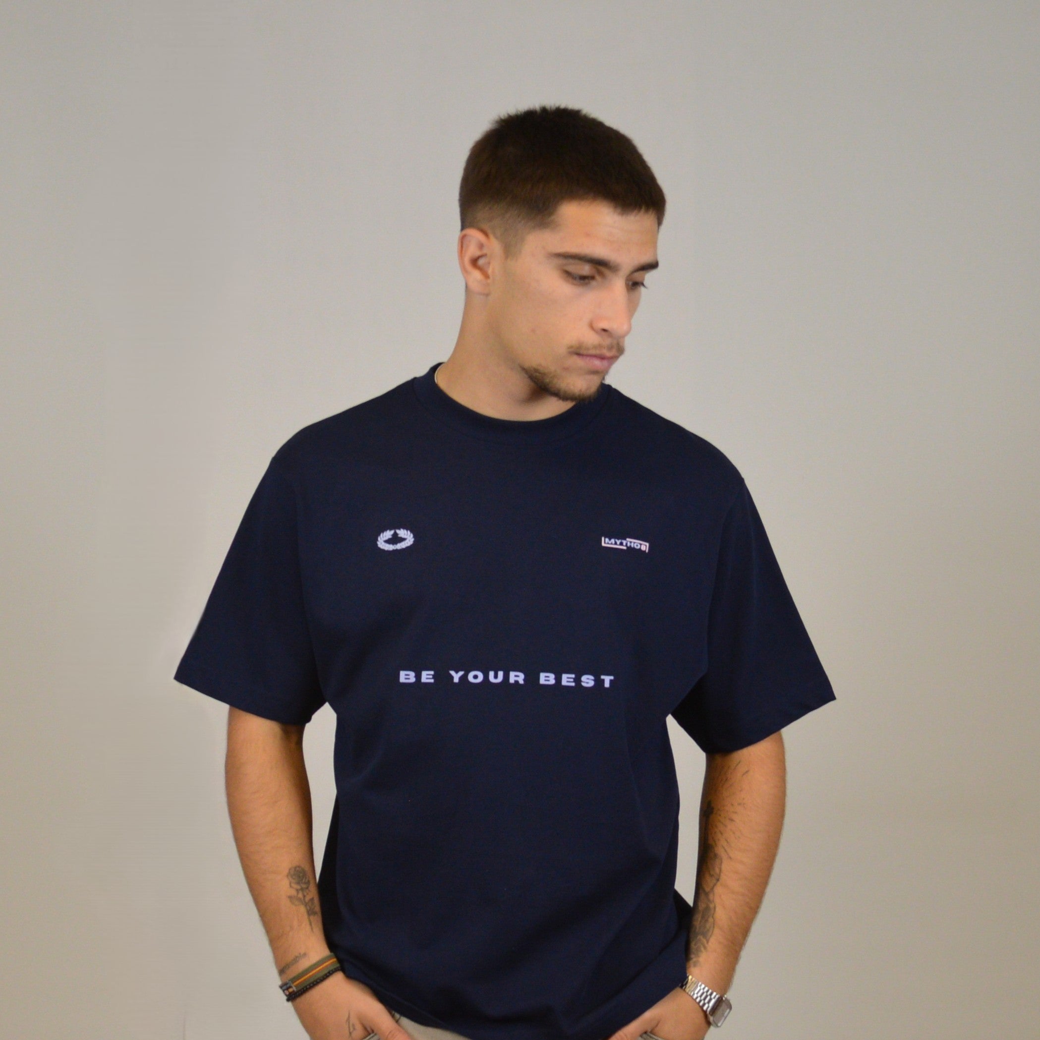 FAKE IT CROPPED TEE M.BLUE/PURPLE