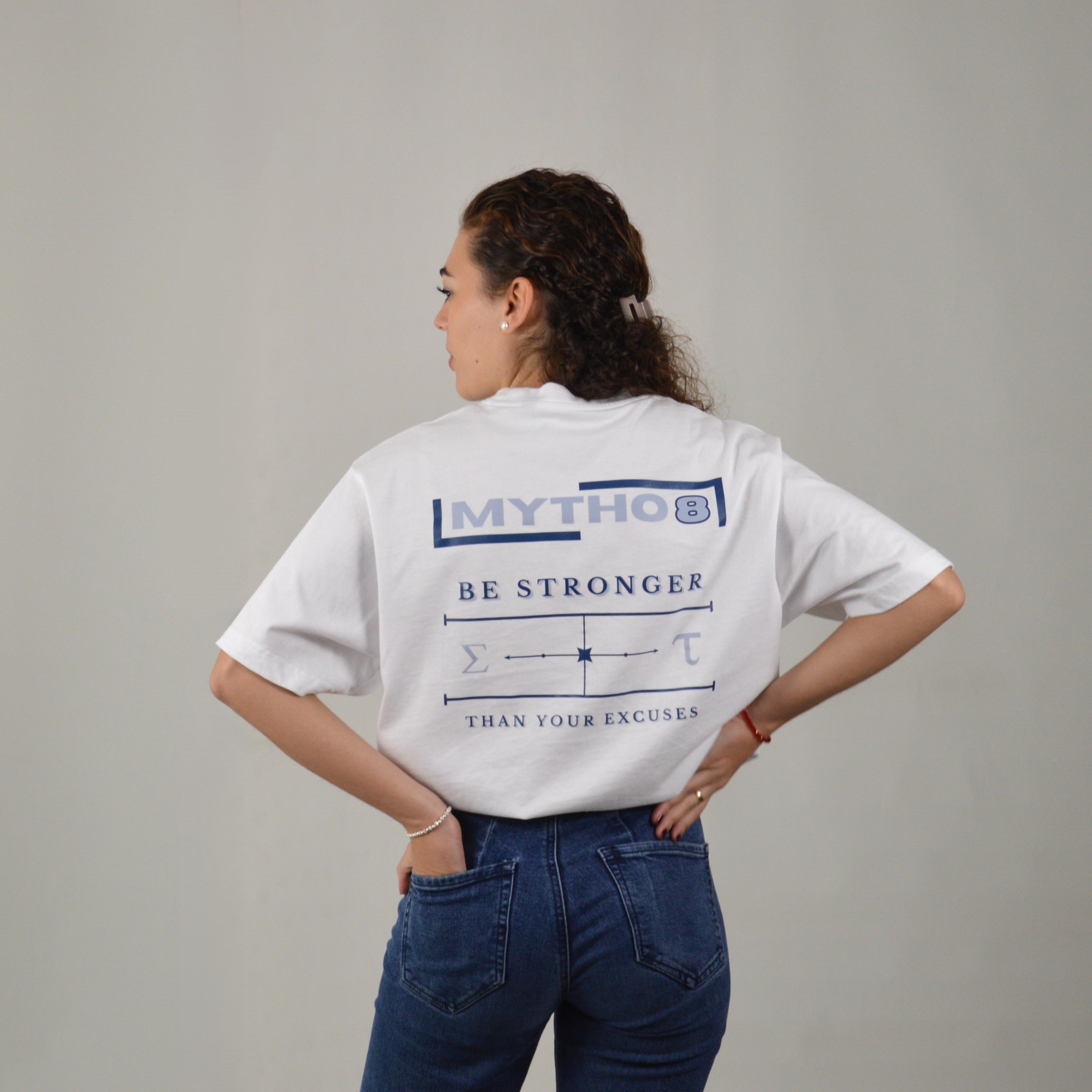 BE STRONGER CROPPED TEE WHITE/BLUE